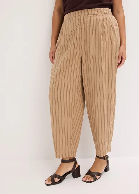 Pantaloni con elastico in vita in misto lino fresco, bonprix