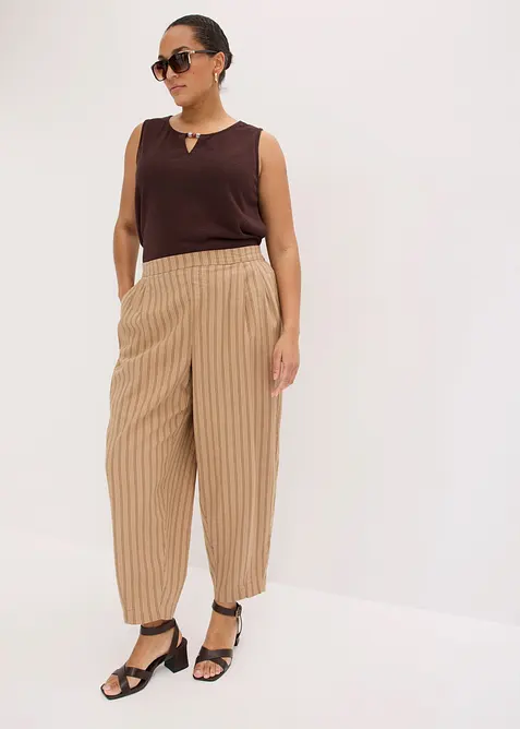 Pantaloni con elastico in vita in misto lino fresco, bonprix