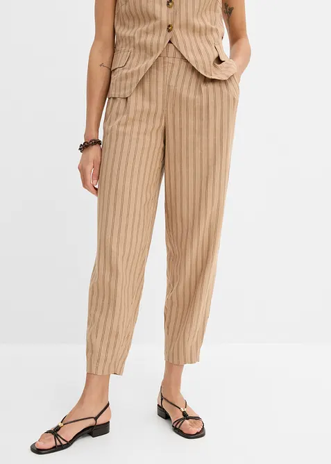 Pantaloni con elastico in vita in misto lino fresco, bonprix