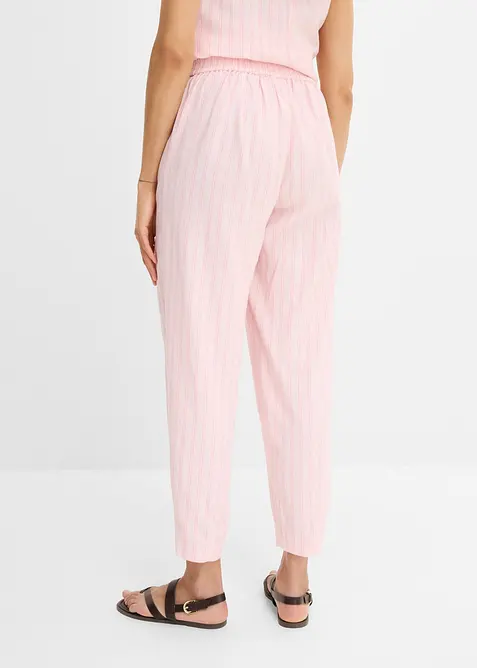 Pantaloni con elastico in vita in misto lino fresco, bonprix
