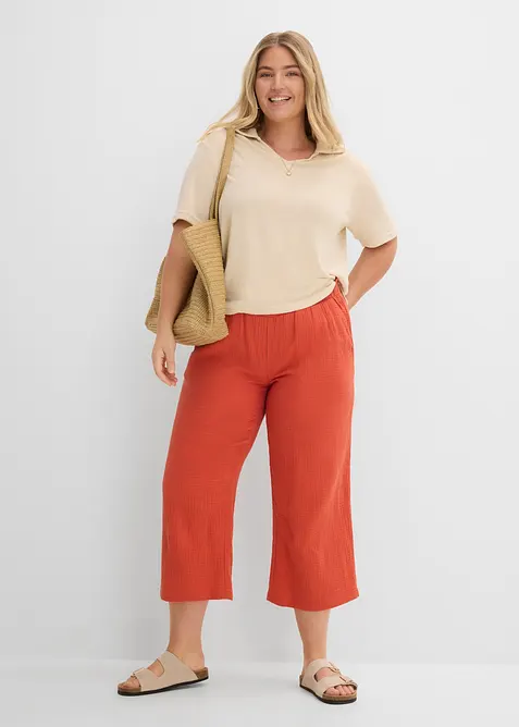 Pantaloni culotte in mussola di cotone, bonprix