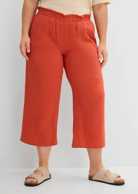 Pantaloni culotte in mussola di cotone, bonprix