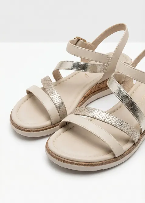 Sandali Tamaris con zeppa ed effetto metallizzato, Tamaris