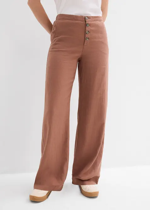 Pantaloni a palazzo lunghi  in misto lino, bonprix