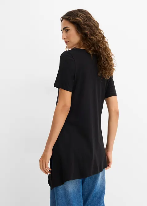 Maglia lunga asimmetrica in misto cotone e viscosa, bonprix