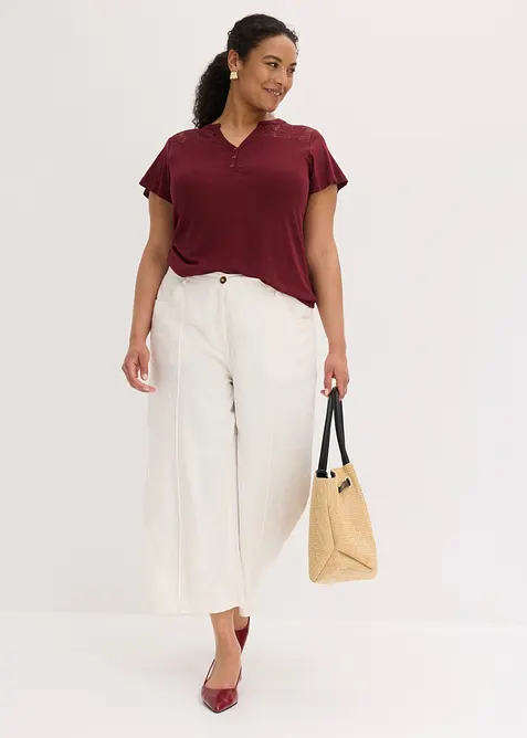 Maglia serafino in misto viscosa, bonprix