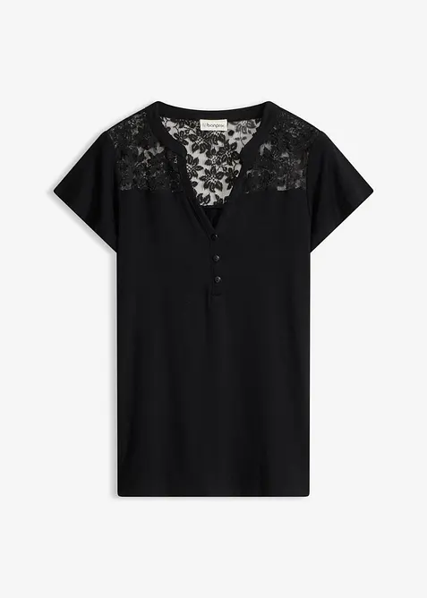 Maglia serafino in misto viscosa, bonprix