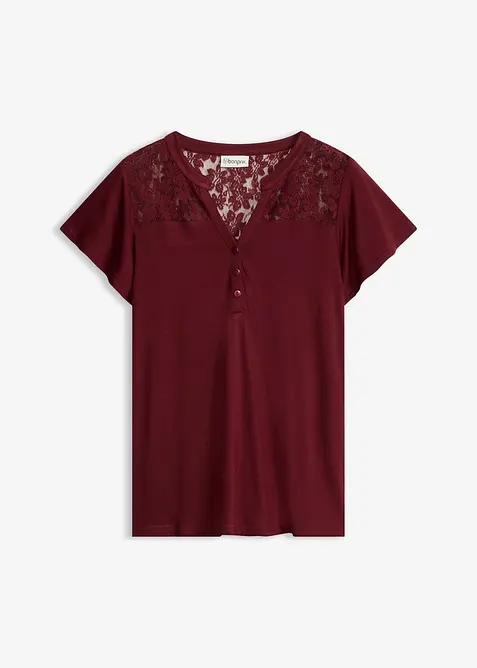 Maglia serafino in misto viscosa, bonprix