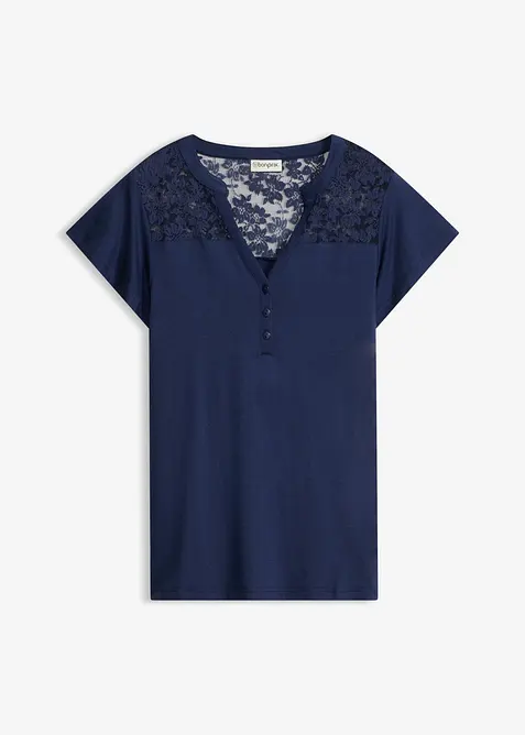 Maglia serafino in misto viscosa, bonprix