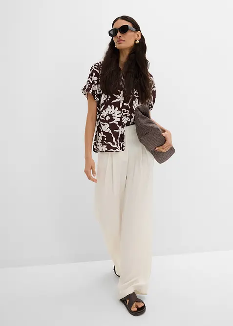 Pantaloni estivi in misto viscosa con pinces, bonprix