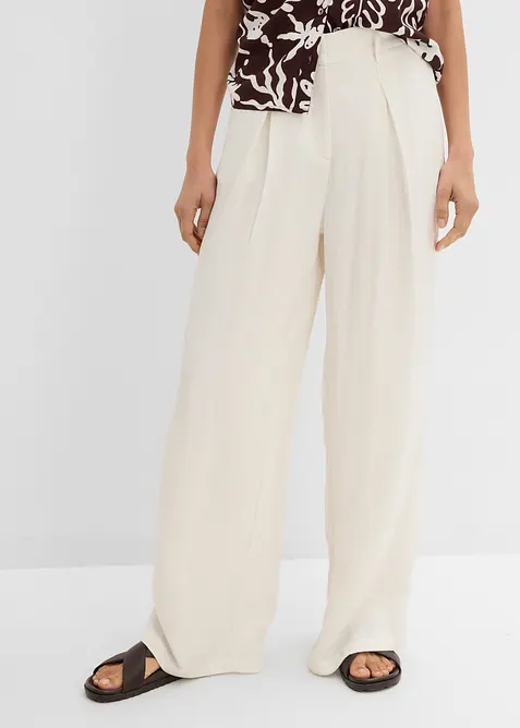 Pantaloni estivi in misto viscosa con pinces, bonprix