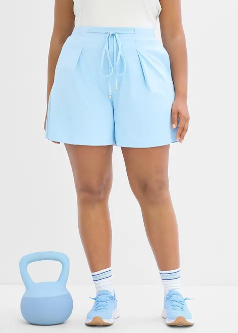 Shorts sportivi ultraleggeri con pieghe decorativi, asciugatura rapida, bonprix