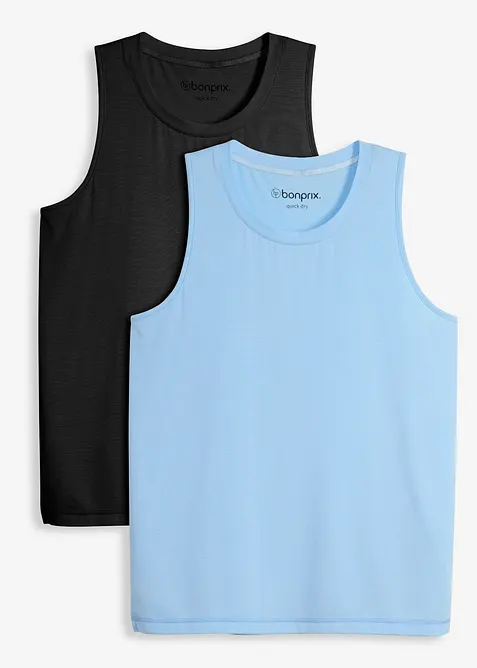 Canottiera per sport con cotone ad asciugatura rapida (pacco da 2), bonprix