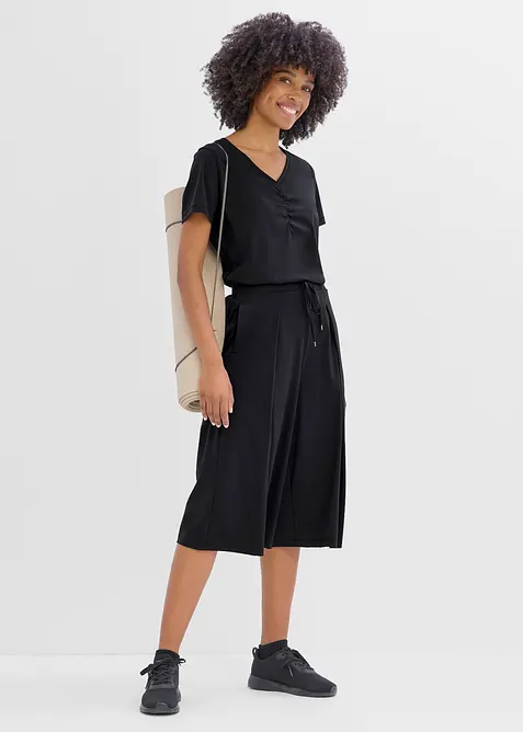 Pantaloni culotte sportivi ultraleggeri con pieghe, ad asciugatura rapida, bonprix