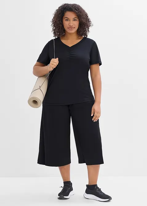Pantaloni culotte sportivi ultraleggeri con pieghe, ad asciugatura rapida, bonprix