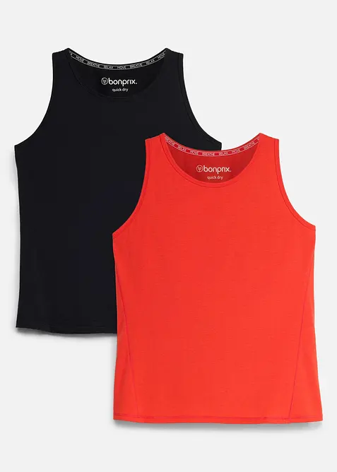 Top per sport ad asciugatura rapida (pacco da 2), bonprix