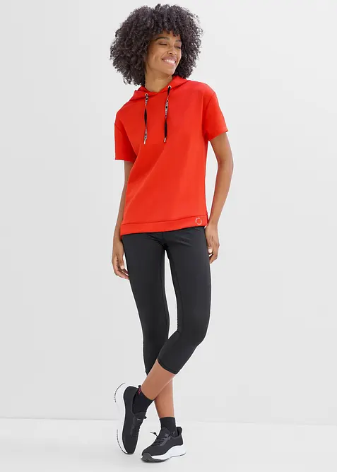 T-shirt per sport con cappuccio, asciugatura rapida, bonprix