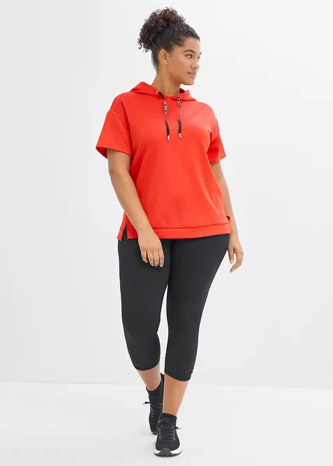 T-shirt per sport con cappuccio, asciugatura rapida, bonprix