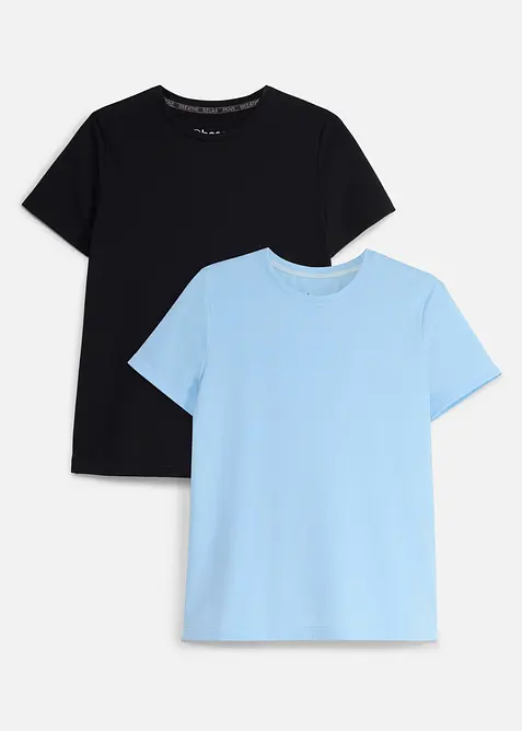 T-shirt per sport con cotone, ad asciugatura rapida (pacco da 2), bonprix