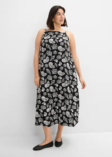 Abito midi in misto viscosa con fantasia allover, bonprix