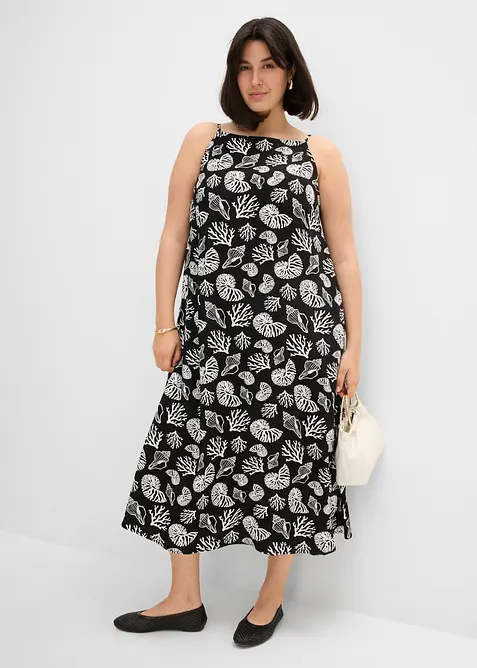 Abito midi in misto viscosa con fantasia allover, bonprix