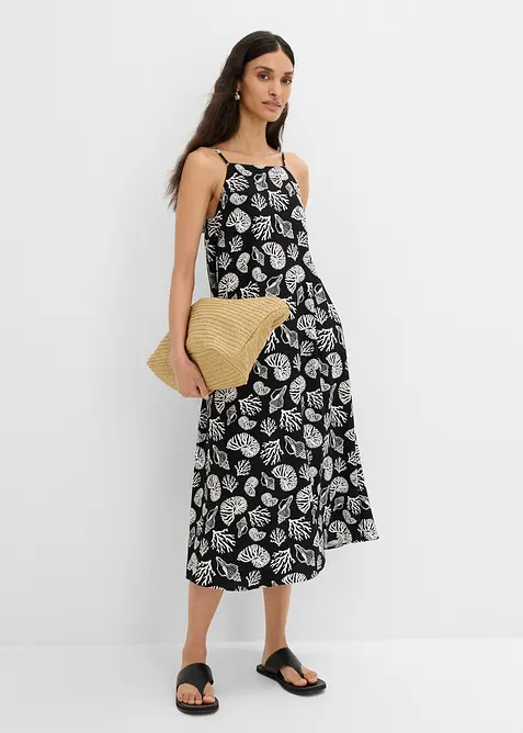 Abito midi in misto viscosa con fantasia allover, bonprix
