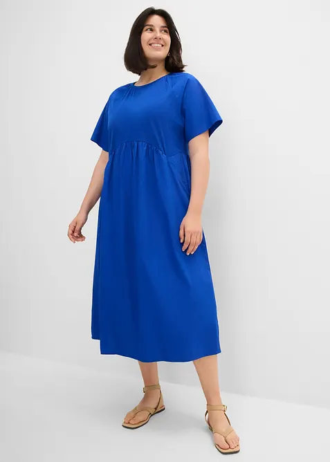 Abito midi in puro cotone con mix di materiali, bonprix