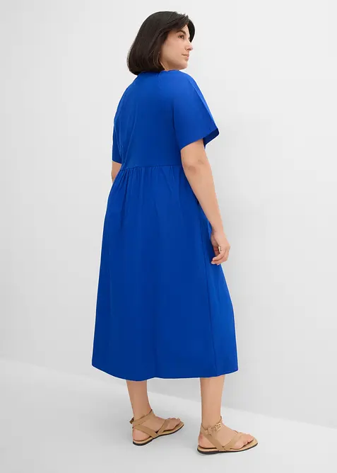 Abito midi in puro cotone con mix di materiali, bonprix