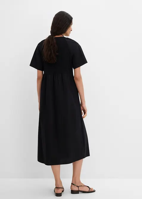 Abito midi in puro cotone con mix di materiali, bonprix