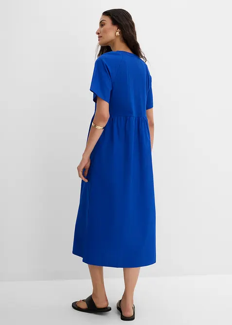 Abito midi in puro cotone con mix di materiali, bonprix
