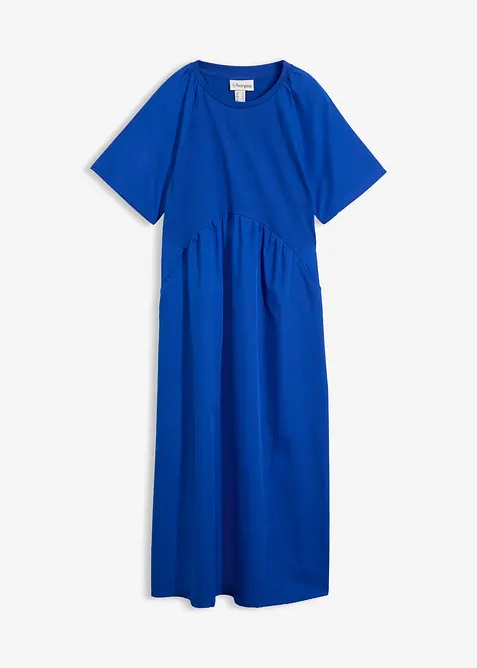 Abito midi in puro cotone con mix di materiali, bonprix