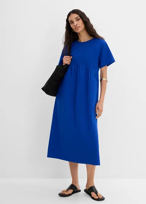 Abito midi in puro cotone con mix di materiali, bonprix