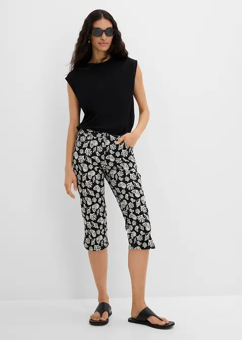 Pantaloni capri in cotone elasticizzato, bonprix