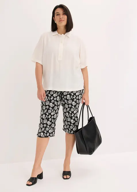 Pantaloni capri in cotone elasticizzato, bonprix