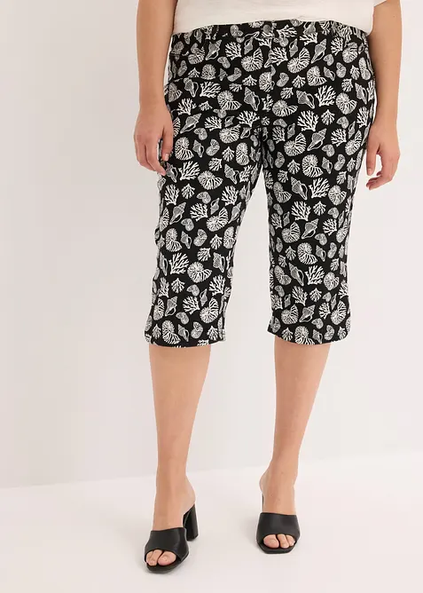 Pantaloni capri in cotone elasticizzato, bonprix