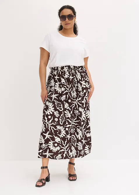 Gonna midi in misto viscosa fluido, bonprix