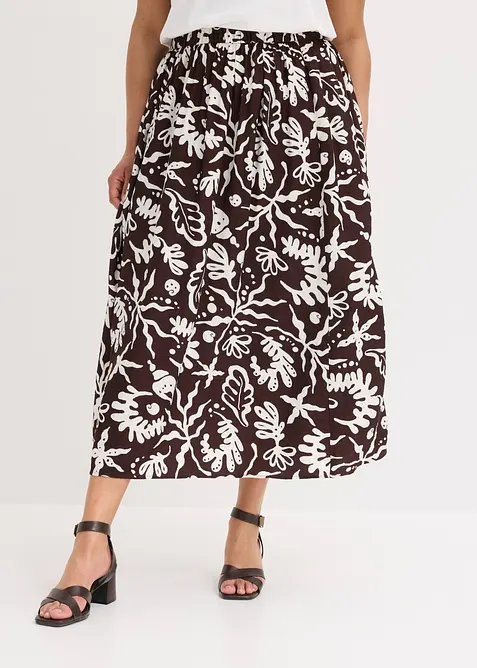 Gonna midi in misto viscosa fluido, bonprix