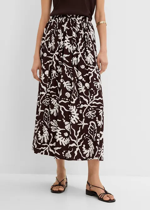 Gonna midi in misto viscosa fluido, bonprix