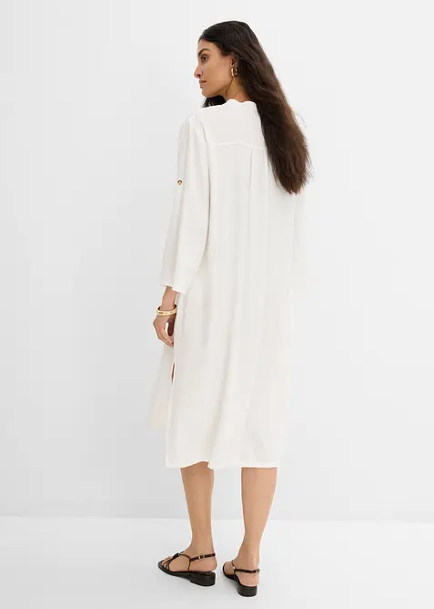 Abito midi in misto lino, bonprix