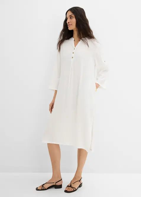 Abito midi in misto lino, bonprix