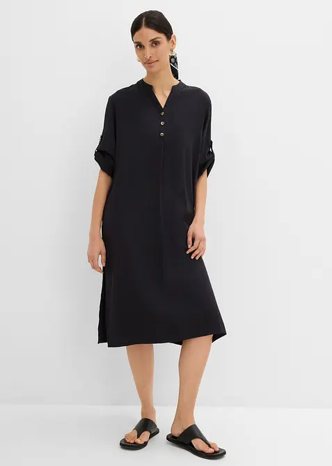 Abito midi in misto lino, bonprix
