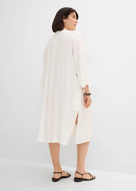 Abito midi in misto lino, bonprix