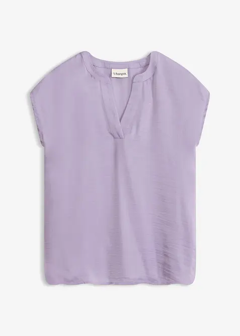 Blusa in satin a maniche corte, taglio morbido a spalle scese, bonprix