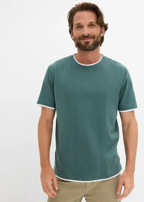T-shirt effetto 2 in 1 in filato fiammato, bonprix