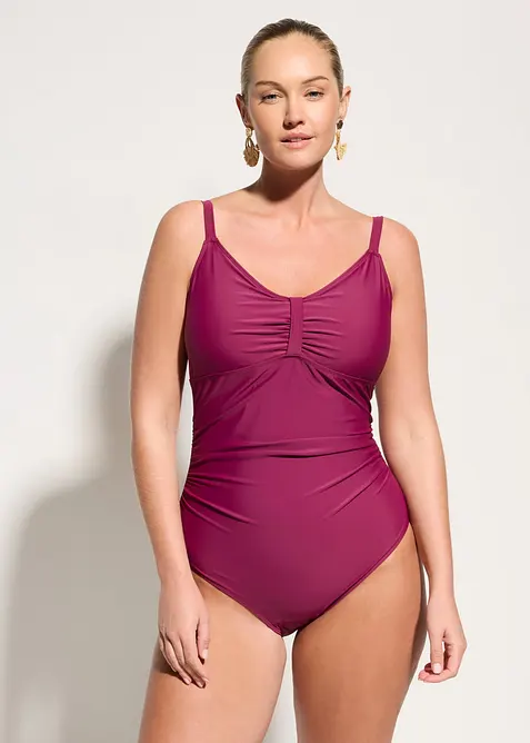 Costume intero con arricciatura ed effetto modellante medio, bonprix