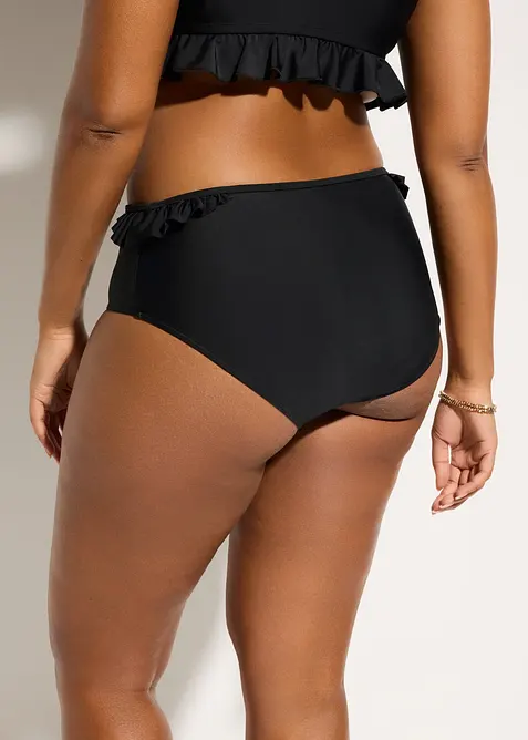 Slip a vita alta per bikini con ruches, asciugatura rapida, bonprix