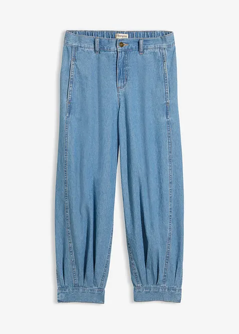 Jeans a palloncino con elastico, vita media, bonprix