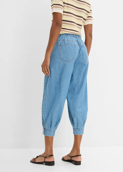 Jeans a palloncino con elastico, vita media, bonprix