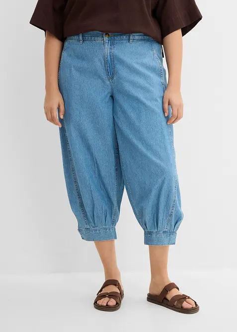 Jeans a palloncino con elastico, vita media, bonprix