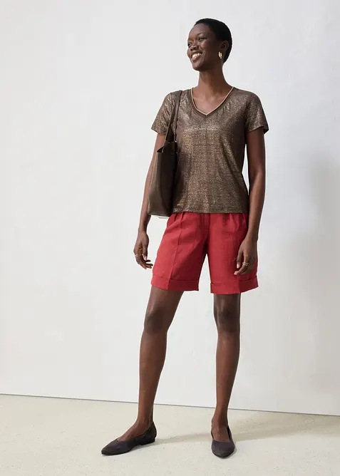 Maglia in puro lino con lurex, bonprix